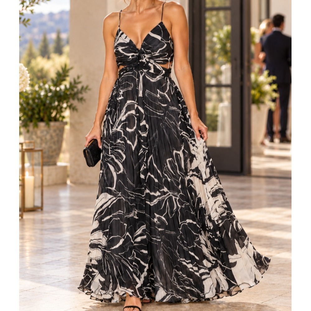 Express Babydoll Dress Chiffon Slip Maxi Womens Small Abstract Fairy Whimsigoth